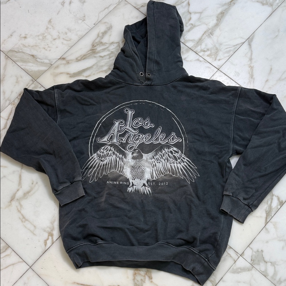 Anine Bing Charcoal Los Angeles Graphic Hoodie